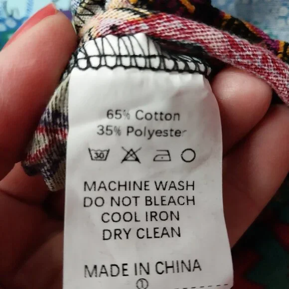 3660 Size XL Boho Print Cotton/ Polyester Over Alls with Adjustable Button Strap - Picture 8 of 8